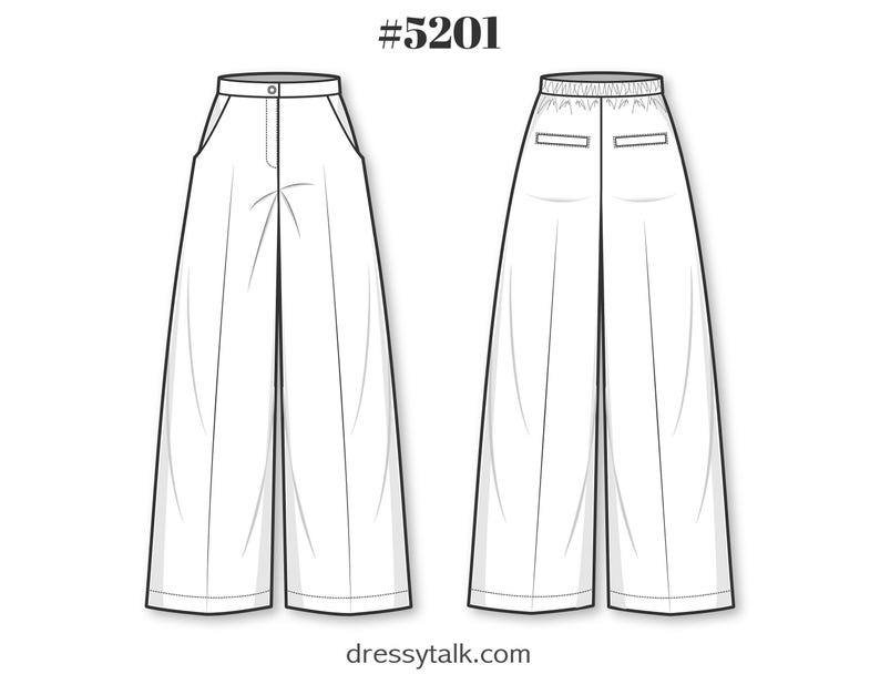 Pants Sewing Pattern - Ladies Formal Trousers Pattern - Flare Pants Pattern - Palazzo Pants Pattern - High Waisted Wide Leg Pants Pattern image 2