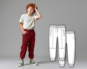 Kids Pants Sewing Pattern PDF, Easy Beginner Trousers for Boys, Baby and Toddler Pants, Digital Download Sewing Patterns for Children