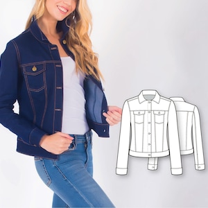 Denim Jacket Pattern - Sewing Patterns - Jean Jacket Pattern - PDF sewing pattern - Fashion Pattern - Sewing Tutorial - Patterns for Women