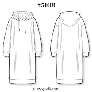 Sweatshirt Dress Sewing Pattern - Long Dress Patterns With Sleeves - Hoodie Pattern PDF - Hoodie Dress Pattern - Women's Sweatshirt Pattern image 2