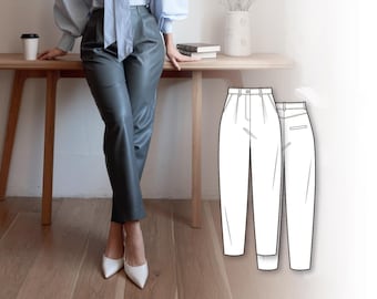 Pants Sewing Pattern - Baggy Pants Pattern - Clothing Patterns - High Waisted Trouser Pattern - Sewing Pants - Pants Pattern Women