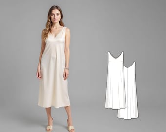 Women’s Slip Dress Sewing Pattern, A-Line Sleeveless Maxi Midi Dress