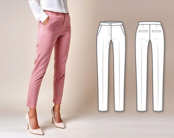 Pants Sewing Pattern - Slim Trousers Pattern - Basic Pants Pattern - Pencil Pants Pattern - Ladies Formal Trousers Pattern - PDF Pattern