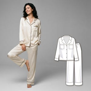 Pyjama Schnittmuster - Nachtwäsche Muster - Damen PDF Schnittmuster - PDF Pyjama Schnittmuster - Pj Schnittmuster - Pj Shorts Hosen Schnittmuster
