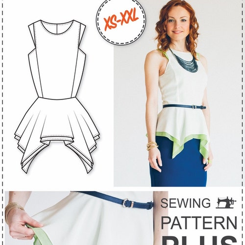 Peplum Top Pattern PDF Sewing Pattern - Etsy