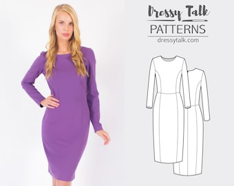 Long Sleeve Dress Pattern - Formal Dress Patterns - Simple Dress Pattern - Sewing Tutorial - Knit Dress Pattern - Dress Sewing Patterns