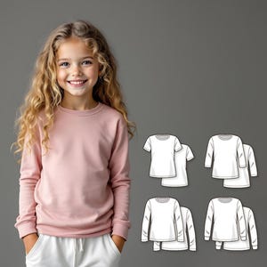 Girls T-Shirt Sewing Pattern PDF, Short and Long Sleeve Options, Beginner Kids T-Shirt Pattern, Easy Digital Sewing Pattern