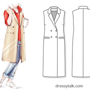 Vest Coat Sewing Pattern - Sleeveless Blazer Pattern - Jacket Pattern - Modern Pattern - Womens Sewing Patterns - Fashion Patterns - PDF