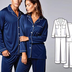 Pattern Sewing PDF Bundle - Pajama Set Sewing Patterns for Men and Women - Easy to Sew for Beginners PJ Pattern PDF - Sewing Tutorial