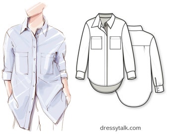 PDF Sewing Pattern For Woman - Woman Shirt Pattern - PDF Shirt Pattern - Button Down Shirt Pattern - Woman Blouse Pattern -Pattern For Woman