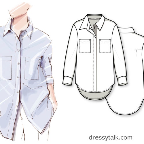 PDF Sewing Pattern for Woman Woman Shirt Pattern PDF Shirt - Etsy