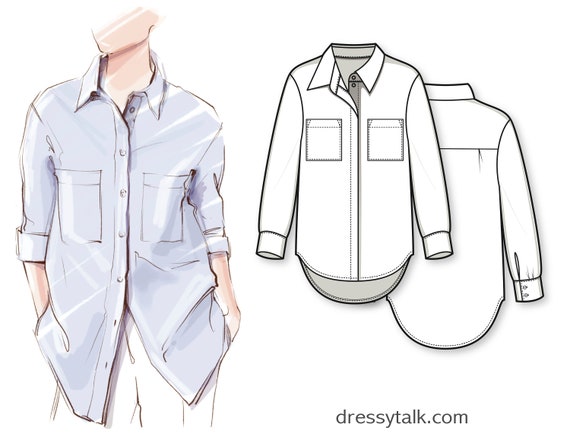 PDF Sewing Pattern for Woman Woman Shirt Pattern PDF Shirt - Etsy Canada