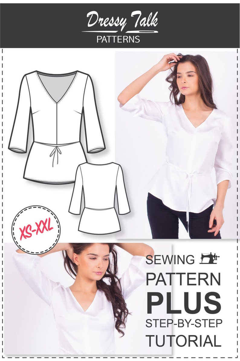 Peplum Top Pattern Vneck Sewing Pattern Sewing Patterns Etsy