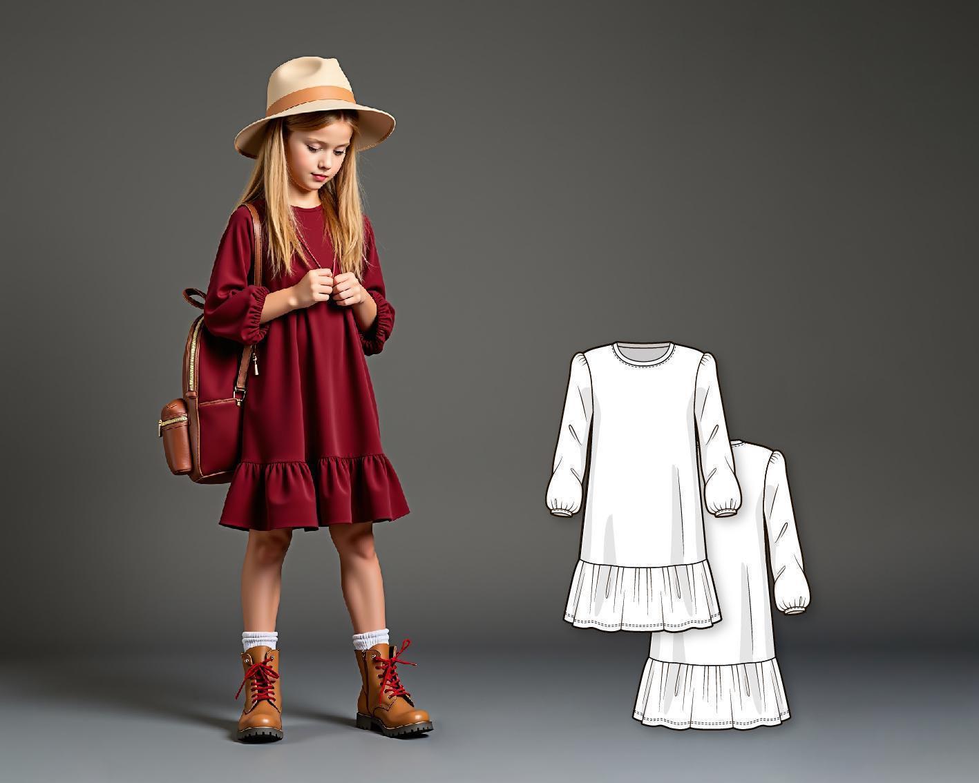 Long Sleeve Girl Dress - Etsy