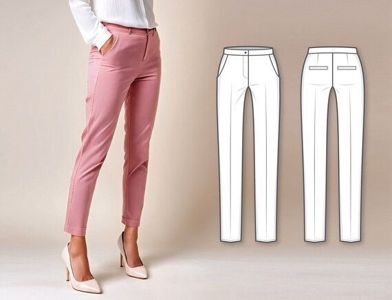 Pants Sewing Pattern Slim Trousers Pattern Basic Pants Pattern Pencil Pants Pattern Ladies Formal Trousers Pattern PDF Pattern Etsy