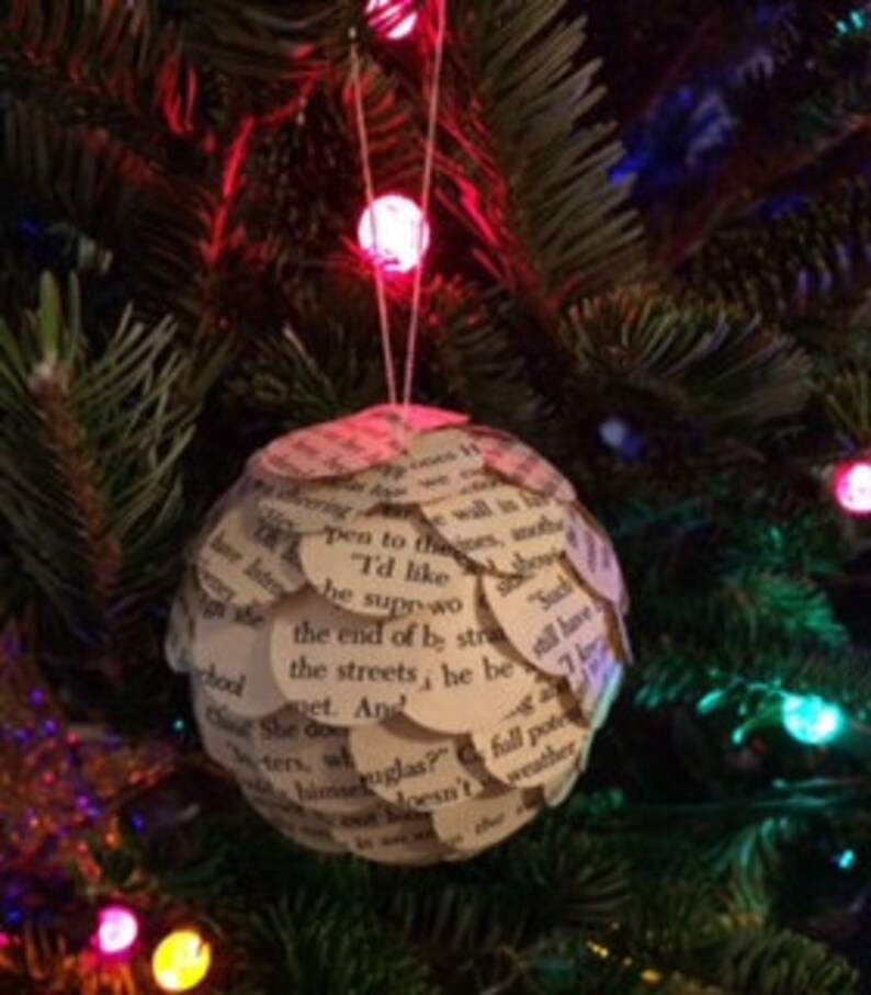 Book Page Ornament Christmas Ornament Paper Ornament Etsy