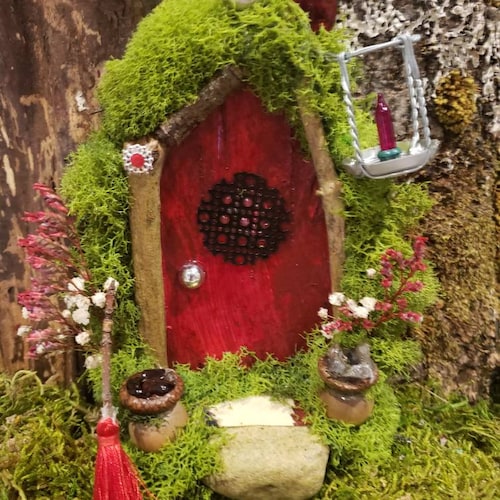 Country Fairy Door – Rustic Miniature Fairy Garden Door, Woodland Cottagecore Decor