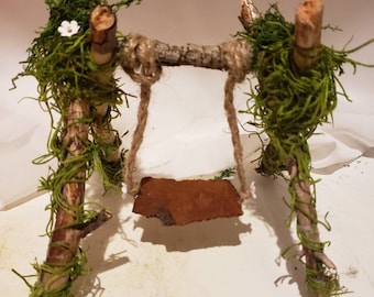 Feenschaukel - Miniatur Feengarten Schaukel, Woodland Cottagecore Decor,