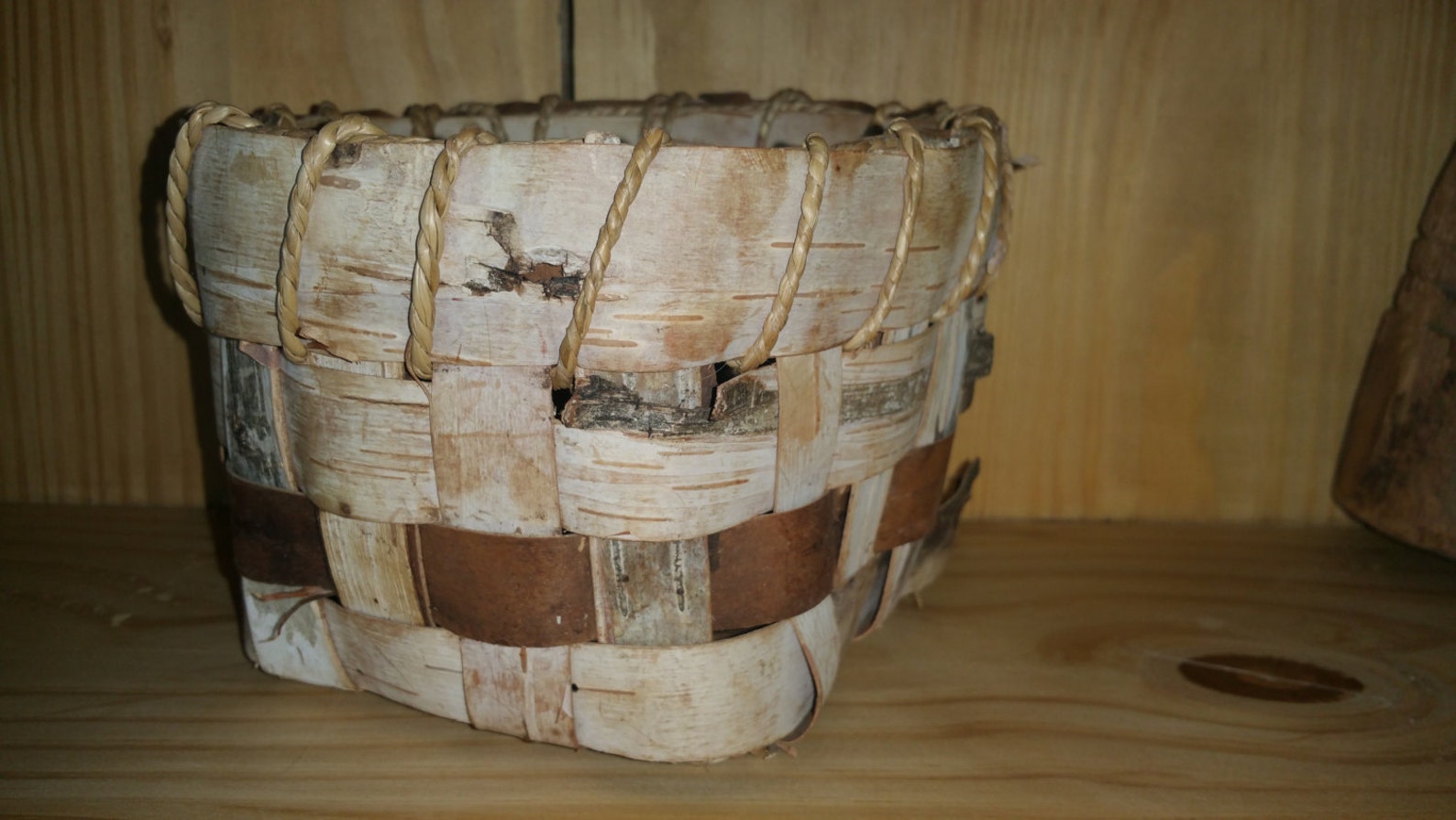 Birch Bark Basket 8 Inch Round Etsy