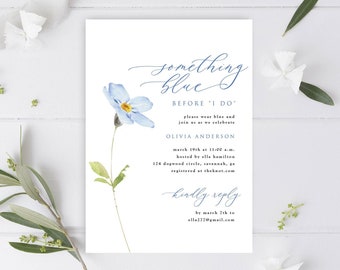 Something Blue Before I Do Bridal Shower Invitation, Something Blue Bridal Shower Template, Forget Me Not, Edit in Templett, A104