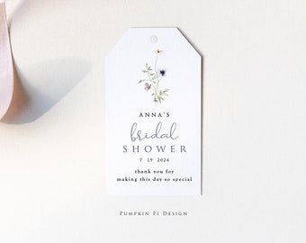 Favor Tag Template, Edit In Templett, Bridal Shower Favor Tag, Gift Tag Template, Wildflower Bridal Shower, Matching Pieces Too! A101
