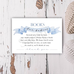 Carte de livres pour bébés, demande de livre pour baby shower, demande de livre pour bébé garçon, édition à Templett, pièces assorties, A111