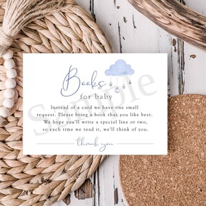 Books for Baby Card, Book Request, Sweet Baby Boy Book Request, Books For Baby, Edit In Templett, Matching Pieces, A117