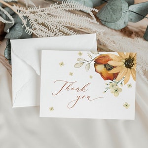 Carte de correspondance pliée/plate Tomber amoureux, shower de bébé nuptiale d'automne, shower de bébé nuptiale d'automne, carte de correspondance de remerciement, pièces assorties, A150