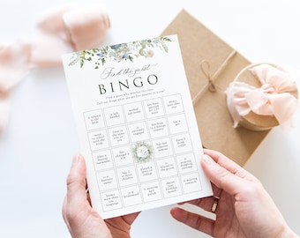 Wildflower Bridal Shower Bingo Game Template, Editable Wildflower Wreath Bingo Card, Printable Shower Game, Matching Pieces, A107