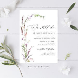 Wildflower Breeze Wir tun immer noch Einladungsvorlage, Gelübde Erneuerung, bearbeiten in Templett, versuchen, bevor Sie kaufen