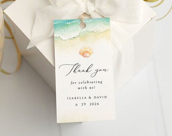 Beach Wedding Favor Tag Template, Editable Vow Renewal We Still Do Gift Tag, Seashell, Printable, Matching Pieces, A108