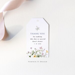 Favor Tag Template, Edit In Templett, Bridal Shower, Baby Shower,  Favor Tag Template, Wildflower Shower, Matching Pieces Available Too!