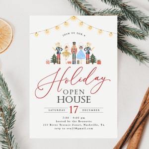 Nutcracker Holiday Open House Invitation Template, Nutcracker Open House Invitation, Edit in Templett, Try Before You Buy