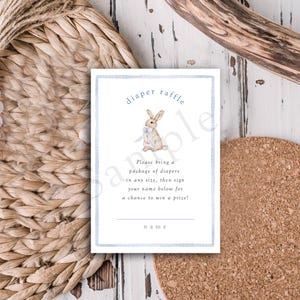 Some-Bunny Special - Windel-Verlosungskarte, Babyparty-Windel-Verlosung, Baby Boy-Windel-Verlosung, blaue Karos, bearbeitbar, passende Teile, A124
