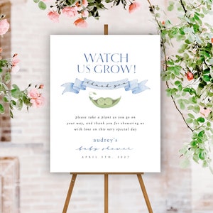 Enseigne florale pour baby shower, baby shower, Watch Us Grow, baby shower de jumeaux, deux petits pois dans une cosse, 4 tailles. Pièces assorties, A111