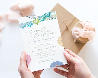 Fiesta Rehearsal Dinner Invitation Template, Editable Love and Laughter Mexican Fiesta Invite, Printable, Matching Pieces, A114