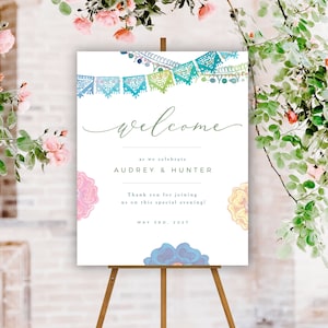 Welcome Sign, Rehearsal Dinner Welcome Sign, Fiesta Welcome Sign, Edit in Templett, Matching Pieces, A114