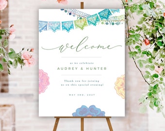 Fiesta Rehearsal Dinner Welcome Sign Template, Editable Mexican Fiesta Sign, Printable, Matching Pieces, A114