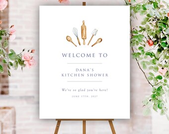Kitchen Bridal Shower Welcome Sign Template, Editable Baking Theme Sign, Printable, 4 Sizes, Matching Pieces, A103