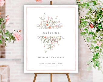 Welcome Sign, Bridal Shower, Baby Shower Welcome Sign, Wedding Welcome Sign, Edit in Templett, Wildflowers, Matching Pieces, B57, A178
