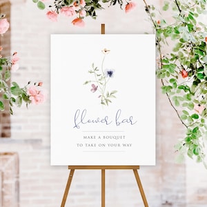 Wildflower Floral Flower Bar Sign Template, Bridal Shower Flower Station Sign, Baby Shower Bouquet Bar Sign, Matching Pieces, A101