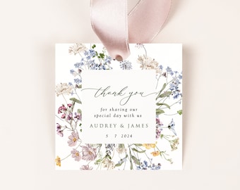 Favor Tag Template, Bridal Shower, Wedding, Favor Tag, Gift Tag Template, Edit In Templett, Wildflower Design, Matching Pieces Too! A105