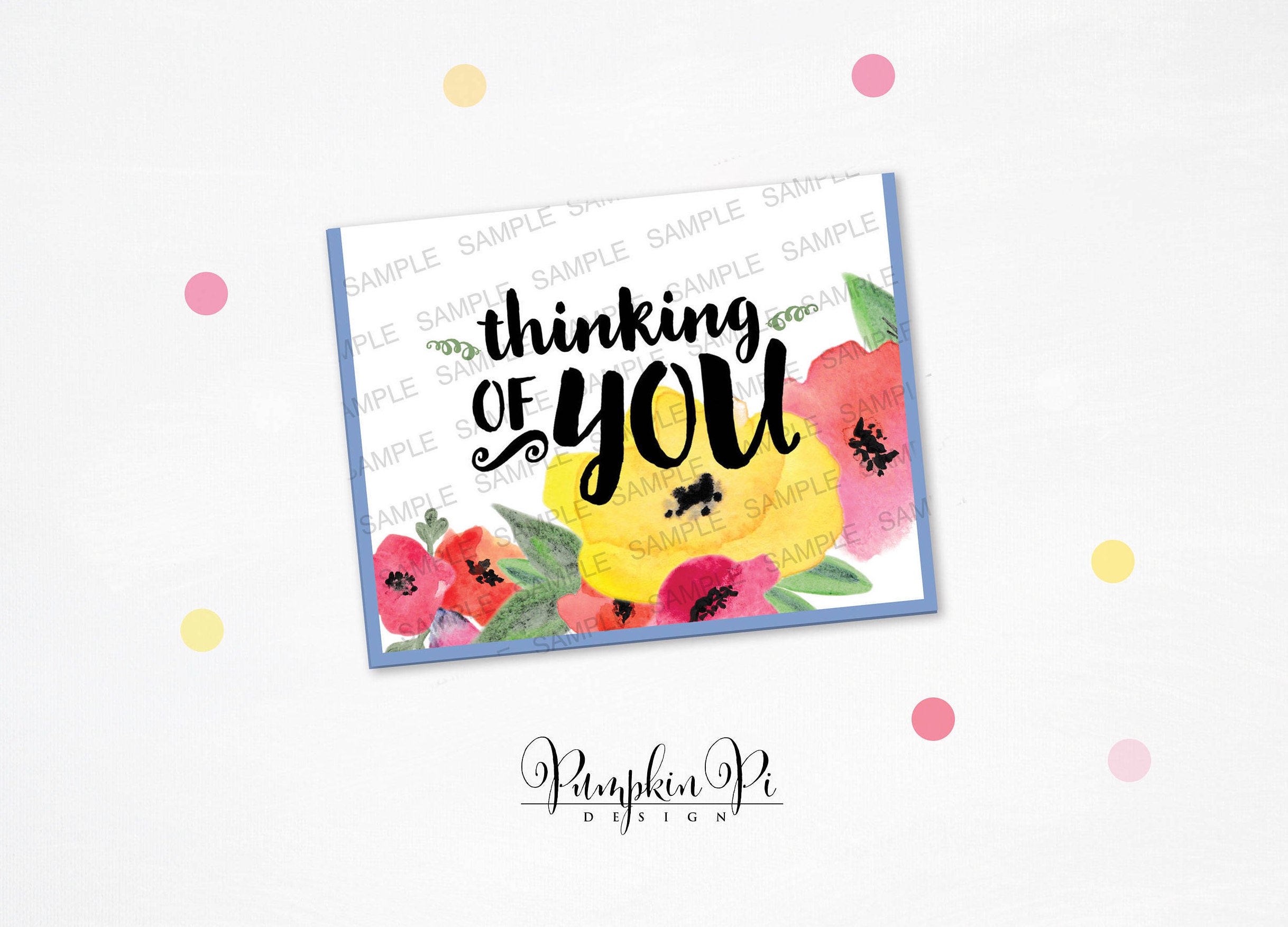 Printable Thinking Of You Note Card Instant Download Etsy