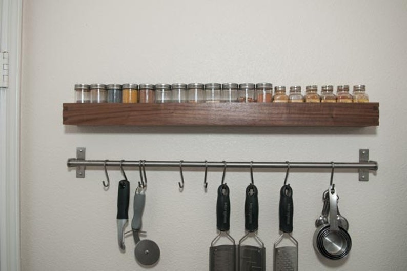 Walnut Wooden Spice Rack Modern Design Built to Order Etsy