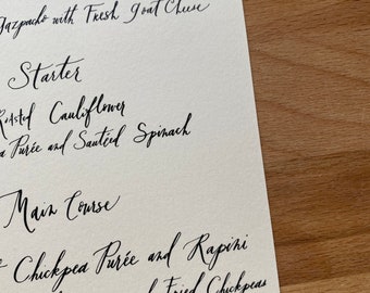 Custom Calligraphy Menus | Wedding | Special Events | Baby Showers | Restaurants