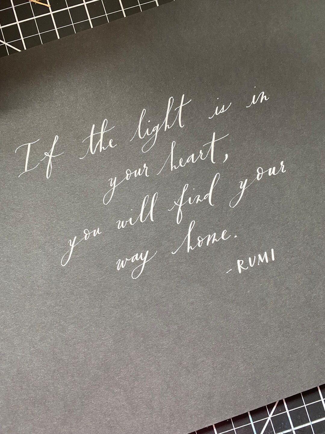 Custom Calligraphy Black Paper With White Ink Wedding Gift Etsy