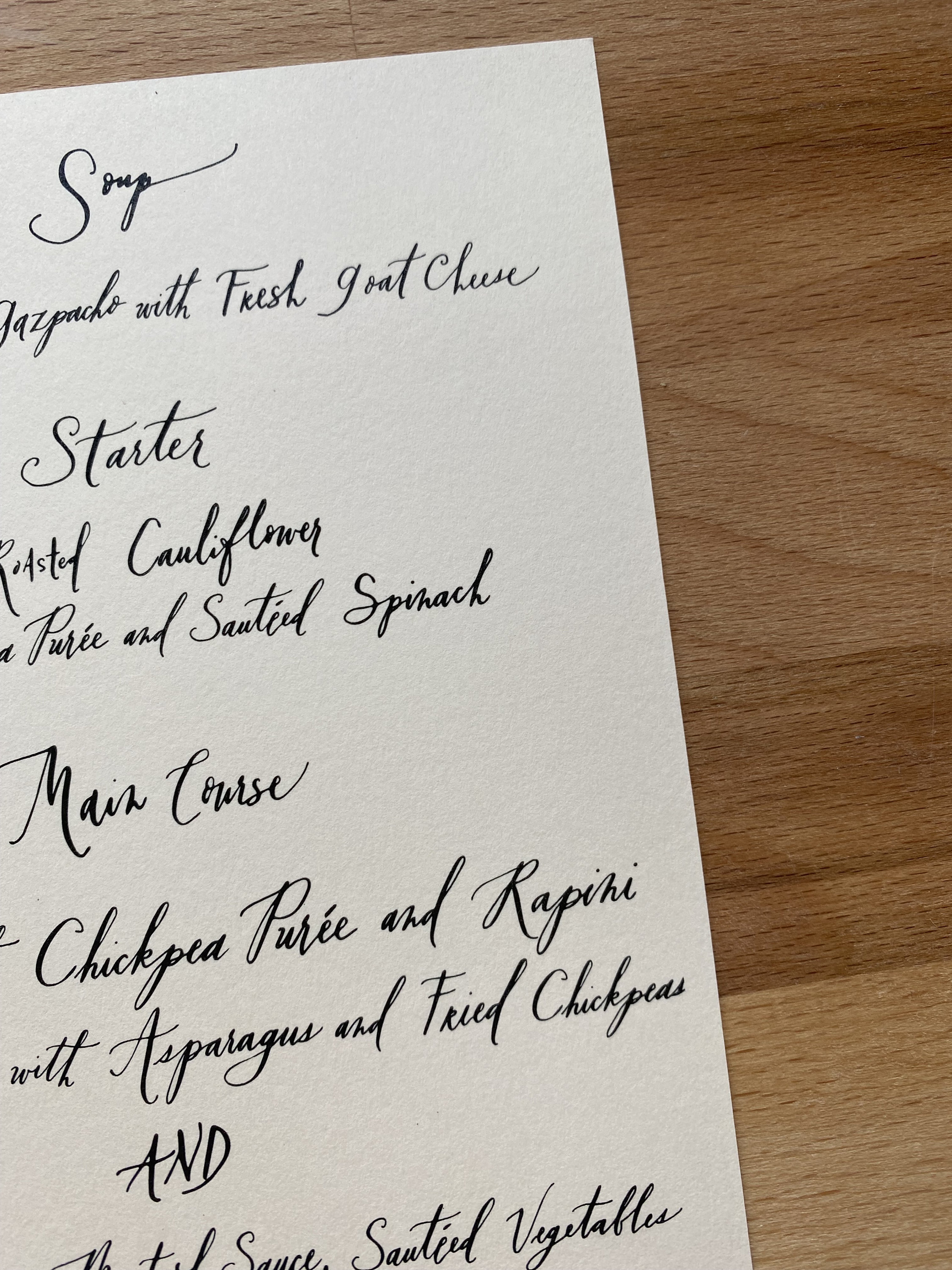 Custom Calligraphy Menus | Wedding | Special Events | Baby Showers ...