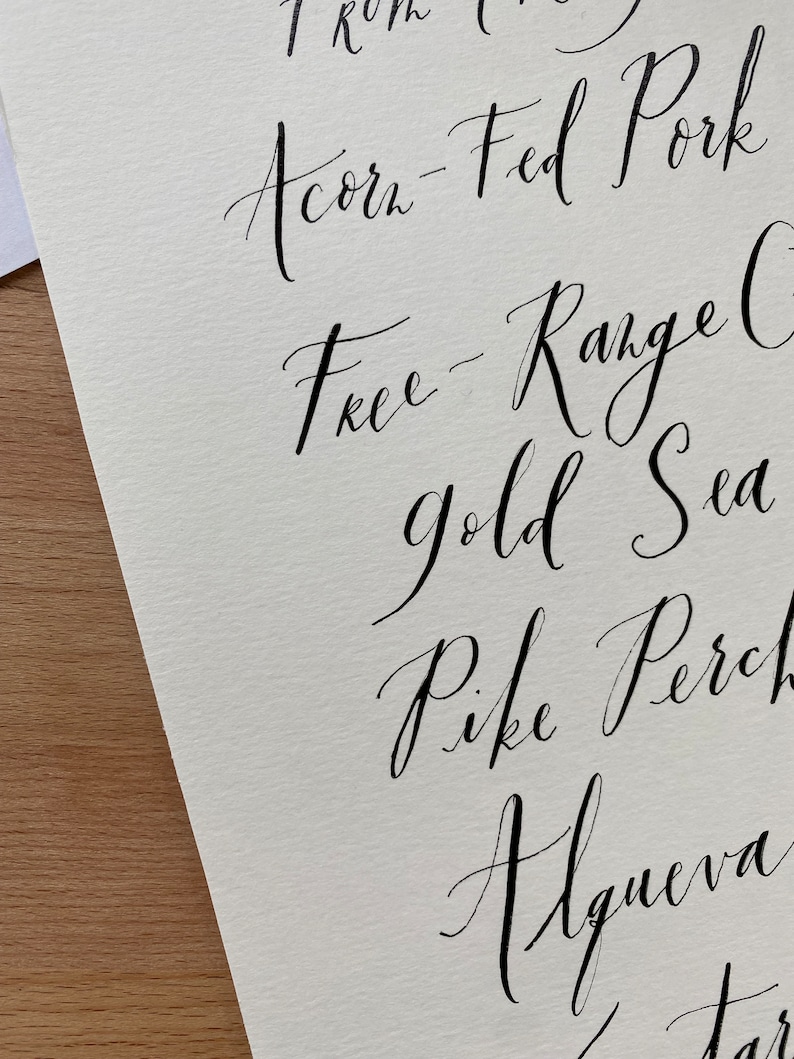 Custom Calligraphy Menus | Wedding | Special Events | Baby Showers ...
