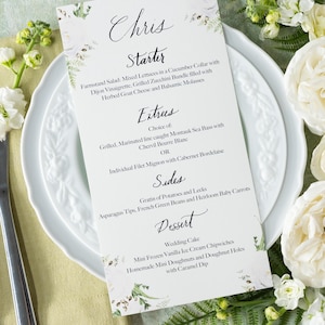 Menu weselne | Wydarzenia specjalne | Baby Showers | Menu kwiatowe | Kaligraficzne imiona na górze menu