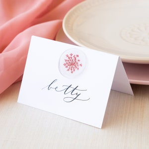 Pressed Flower Wax Seal Placecards: Calligraphy Dinner Party Decor